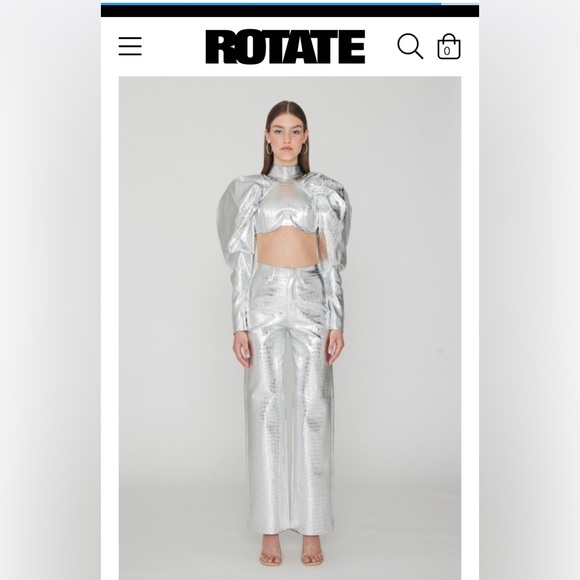 NEW Croc Look Pants Silver - ROTATE - London Street Style-fits like US size 6 - Picture 2 of 5